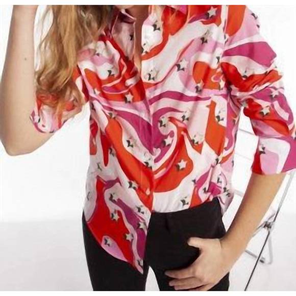 Vilagallo Women's Pink Striped Shirt 33314